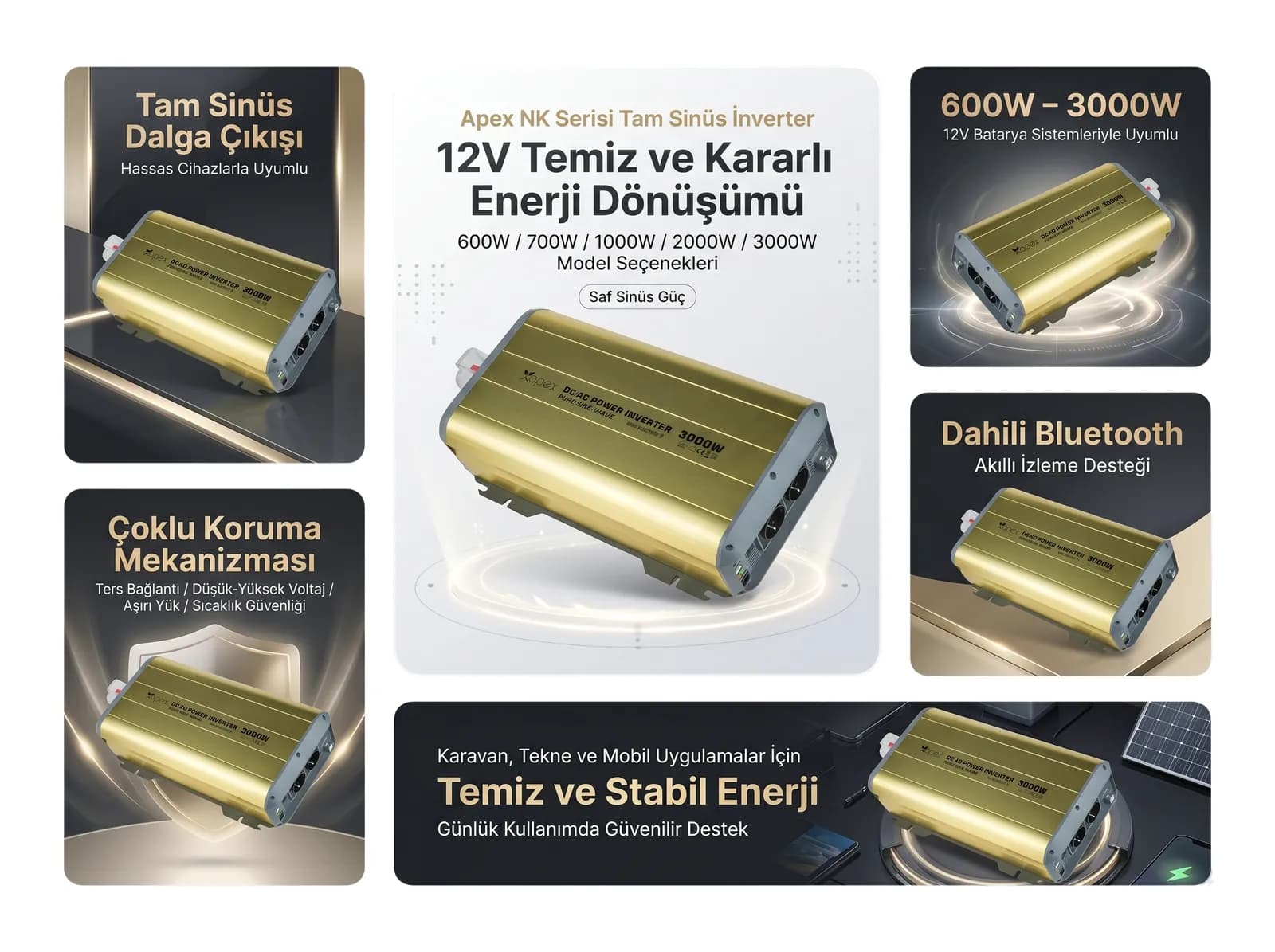 12 Volt Seride 600W–3000W Esnek Güç