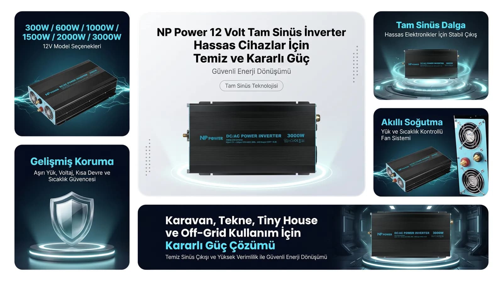 12V Seride 300W–3000W Güç Seçenekleri