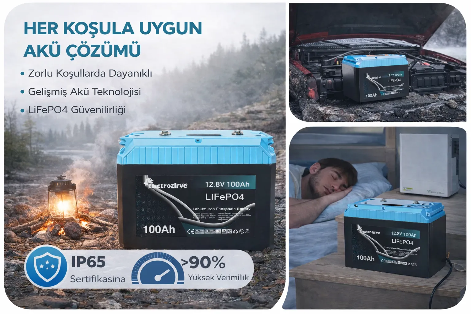 100Ah 12.8V Güvenli ve Uzun Ömürlü Depolama