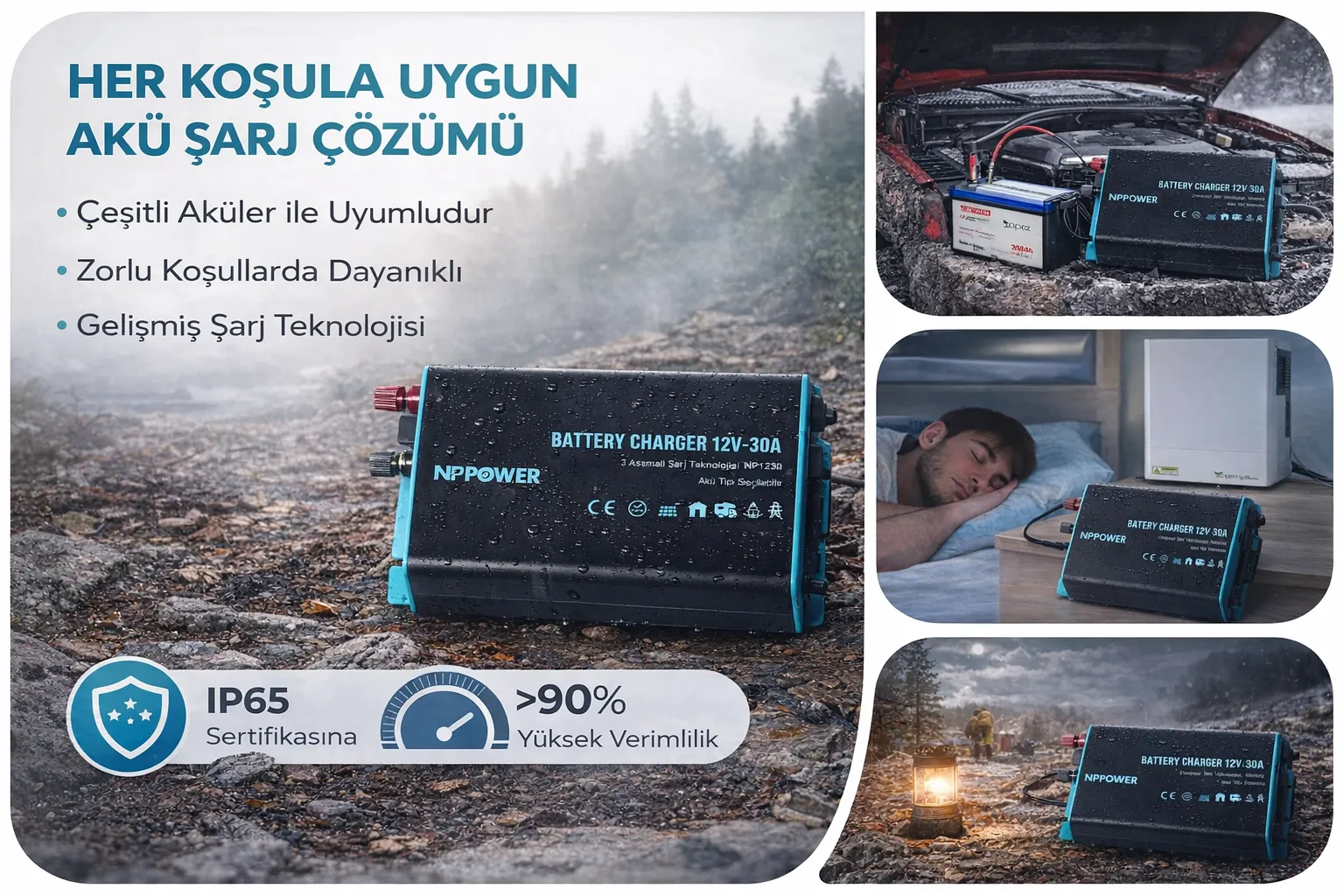 12V/24V Çoklu Model ile Güvenli Akü Şarjı